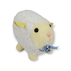 Eden Toys Lamb Sheep Blue Plush Stuffed Animal Vintage‎ Bell Baby Toy Bow 7"